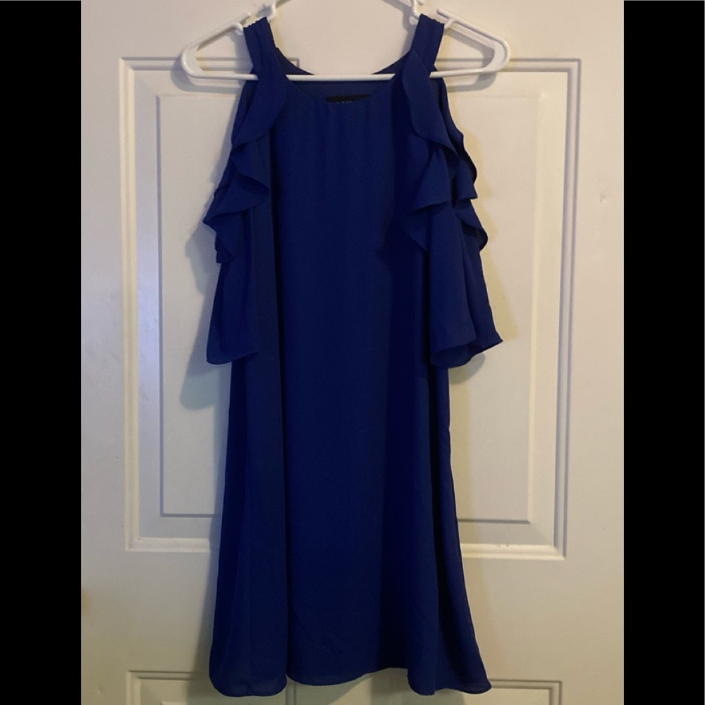 Beautiful open shoulder cobalt blue dress